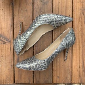 Silver sparkle high heels